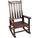Wooden Brown Oversized Porch Rocker Chair With Wide Seat and Tall Backrest, High Back Smooth Rocking Chairs for Outdoor & Indoor
