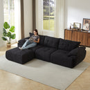 [video]115'' Large Modern 3-Seater Sofa,Chenille Sofa,Upholstered Backrest,Curved Horn Backrest,Living Room, Bedroom, Apartment, Office,BLACK