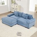 82.6'  Oversized Cloud Modular L-Shape Sectional Couch, Soft Corduroy Fabric, with Chaise, Deep Seat Wide Armrests, Ergonomic Design, 6 Throw Pillows, Easy Assembly, for Living Rooms, Lounges,Blue