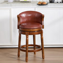 Cow top Leather Wooden Bar Stools, 360 Degree Swivel Bar Chair with Backs,Bar height Couner Height Barstools  for Home Kitchen Dining Room and Bar Room(brown 1pc)