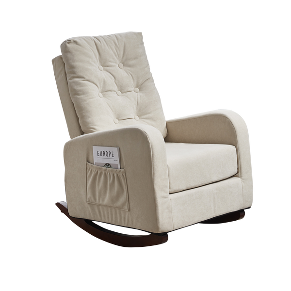 Single Recliner Sofa Adjustable with Side Pocket, Beige