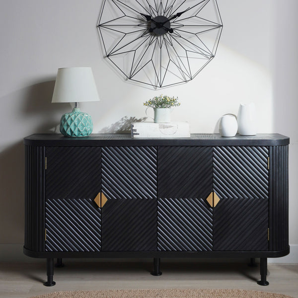 Accent Storage Cabinet, Modern Accent Buffet Cabinet with Adjustable Shelves, Freestanding Sideboard with Four Doors, Accent Cabinet with 4 Doors for Hallway Entryway Living Room