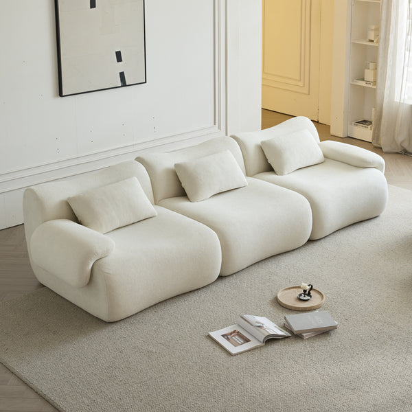 Modular Sectional Sofa, Compressed Sectional Sofa Modern Minimalist Style Couch, Bedroom, Comfy Compressed Sofa Couch Space-Efficient Design-White