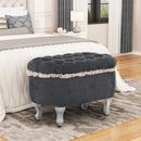 29.5'' Storage Benches, End of Bed Bench with Button-Tufted, Fabric Upholstered Storage Ottoman, Window Bench with Fringe, Shoe Cabinet Bench, Footboard Bench for Bedroom, Entryway, Cloakroom,Grey
