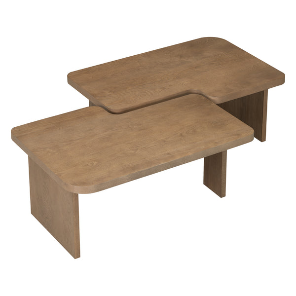 U-Can Modern Minimalist Coffee Table Set, Rectangle Coffee Table with Splicing Design, Multifunctional Combination Table for Living Room