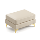 Light Luxury Modular Chesterfield Ottoman, Faux Leather Stool with Handmade Button Tufted , Thin Metal Legs for Living Room, Apartment, Beige/White