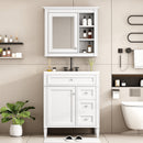 30'' Bathroom Vanity with Top Sink, Modern Bathroom Storage Cabinet with 2 Drawers and a Tip-out Drawer, Freestanding Vanity Set with Mirror Cabinet, Single Sink Bathroom Vanity