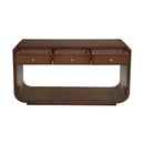 Classic-Style Console Table with 3 Drawers, Display Shelf, Curved Legs, Walnut Painted Finish, Modern/Vintage Fusion Design