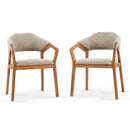 Indoor Dining Chair Set of 2, Oatmeal Chenille Upholstered Armchair with Sturdy Frame, 300lbs Capacity, Ergonomic Curved Backrest