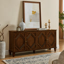 65.2' Mid Century Modern Sideboard Buffet Cabinet with Storage, Symmetrical Geometric Accent Coffee Bar Wine Bar Storage Cabinet, Large Console Table for Living Room/Entryway/Kitchen, Walnut