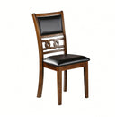 Set of 2 Walnut Finish Dining Chairs, Faux Leather Seat, Sturdy Rubberwood Frame Upholstered Chairs for Dining Room, Kitchen, Apartment Use
