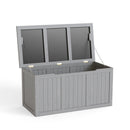 67 Gallon Outdoor Wooden Deck Box Solid Wood Storage Box Seat & Table Top for Patio Furniture Cushions, Pool Toys & Garden Tools