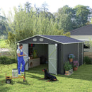 Campcraft 10x12 FT Outdoor Metal Storage Shed, Large Storage Sheds with Sturdy Frame Structure, Metal Garden Tool Shed with Lockable Door for Garden, Lawn, Backyard, Drak  gray
