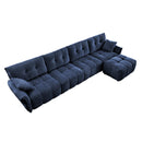 Modular 4-Seater Sofa With Ottoman, Configurable, Solid Wood Frame, Premium Chenille, Blue