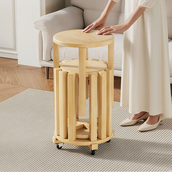 100% solid wood stackable stools set of 4, wooden stools, 18-inch stools, stacking stools, nesting tables, sturdy and durable, no installation required, top stackable round side table