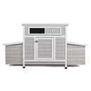 Large Wooden Chicken Coop Outdoor Hen House with 2 Sides Nesting Boxes in Gray+White Matte Wood, 57.87 x 33.86 x 30.55 inches