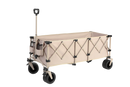 Foldable Extended Wagon with 220lbs Weight Capacity, Heavy Duty 300L Folding Utility Garden Cart with Big All-Terrain Beach Wheels & Drink Holders. Beige