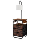 Floor Lamp with Table, 2-Tier End Table with 3 Drawers and 3 Color Temperature Lighting, Modern Side Nightstand Bedside Desk with USB & Type C & AC Charging Port for Living Room, Bedroom, Dorm