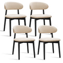 Beige Cotton-Linen Fabric Upholstered Dining Chair with Black Solid Wood Legs, Armless Chair Set of 4 for Kitchen, Restaurant, Living, Meeting Room