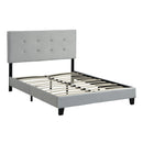 Modern Gray Velvet Queen Size Upholstered Platform Bed Frame with Tufted Headboard and Strong Wood Slat Support