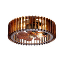 20' Modern Flush Mount Fan Light,Ceiling Fans with Lights(NO INCLUDED BULBS) and Remote Control, 6 Speeds, Quiet DC Motor For Living room, Bedroom,Kitchen----Wood