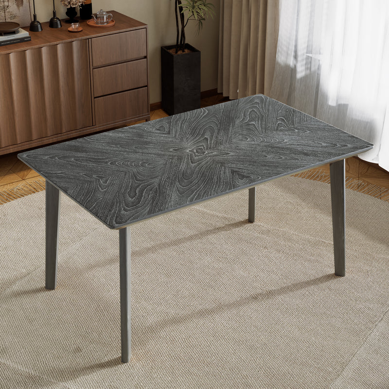 Retro Dining Table, Kitchen Room Table for 6, Minimalist Rectangular Dinette Table for Dining Room and Kitchen, Rubberwood Legs