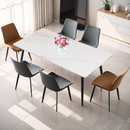 Dining Table Sintered Stone/Marble/Porcelain Table for Kitchen, Living Room, 63 inch Mountain Grain WhiteTable Only