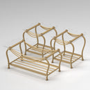 Tempered Glass Surface 3-Piece Coffee Table Set Decor Rectangle Coffee Table with 2 Square End Side Table Unique Design Coffee Table with Sturdy Construction for Living Room (Elegant gold)