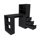Black MDF Computer Desk with 4-in-1 Socket, 3 Slide Drawers and 4 Storage Levels, Ideal for Home Office or Study Space