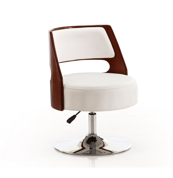 Salon Vegan Leather Swivel Lounge Chair in White