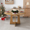 Round Dining Table for 4 - 47 Inch Farmhouse Kitchen Table, MDF Circle Table with Oak Finish, 300lb Weight Capacity, Easy Assembly for Dining Room, Kitchen, Living Room - Spiced Round Table