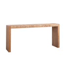 69' Natural Seagrass Console Table – Handwoven Top with Engineered Wood Frame