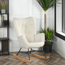 Modern Rocking Chair with Upholstered Cushion, Beige