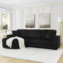 Corduroy Tufted Upholstered Sleeper Sectional Sofa, L-Shaped Modular Convertible Sofa , The arc-shaped footstool can be placed freely on the left and right-Black