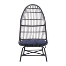 ELON Cocoon Chair Basket Shape Gray Faux Rattan Iron 53.00 in. H