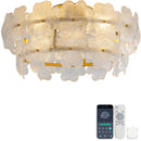 19-inch Floral Glass Ceiling Fan with ABS blades, remote control and Bluetooth app operation, six reversible speed settings, suitable for bedrooms, apartments, newlywed homes