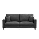 Modern Upholstered 74' High Resilience Three Seater Sofa, Dark Gray Corduroy with Wooden Frame