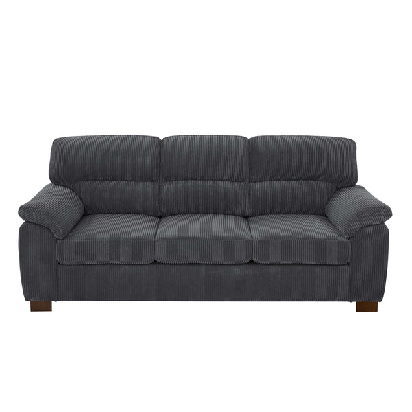 Vintage Style Three‑Seat Sofa with Tufted Cushions in Gray Corduroy