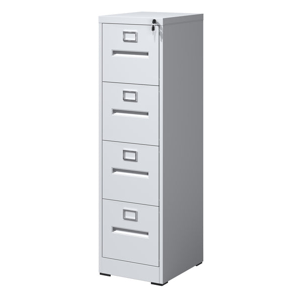 Premium 4 Drawer File Cabinet with Lock Metal Vertical Design for Office and Home, A4 Legal/Letter Size, White Steel Construction