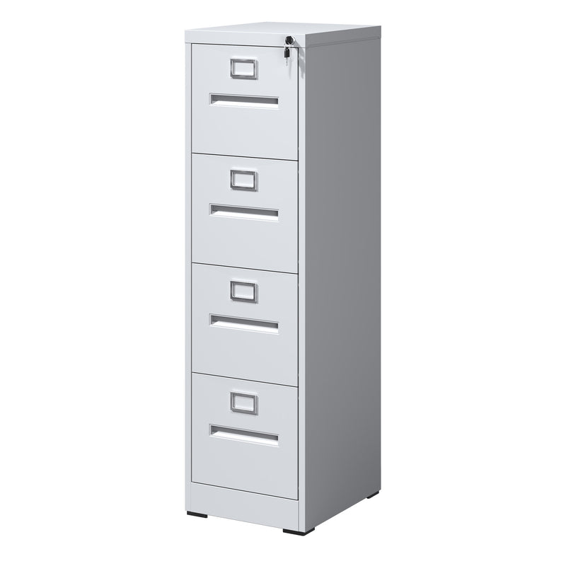 Premium 4 Drawer File Cabinet with Lock Metal Vertical Design for Office and Home, A4 Legal/Letter Size, White Steel Construction