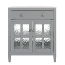 30' Bathroom Vanity with Ceramic Sink, Adjustable Shelf & Tip-Out Tray, Solid Wood Legs, Silver Knobs, Soft Close Hinges, Gray Finish