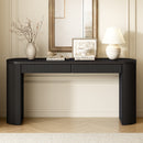 U_STYLE 58.3' Entryway Table with Large Top and Dual Drawers,Console Table with Arched Sturdy Legs Stripe Design,Pine Veneer Sofa Table with Adjustable Feet for Living Room, Hallway,Foyer, Kitchen