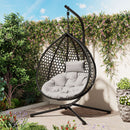 U_STYLE Sturdy Hammock Chair with Stand,Durable Hanging Egg Chair with Rattan Weaving ,Comfortable Indoor Outdoor Swing chairs with Soft Removable Cushion,Suitable for Balcony, Bedroom, or Garden