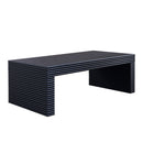 47.6 Modern Black Ribbed Coffee Table – Rectangular Low Profile Center Table for Living Room
