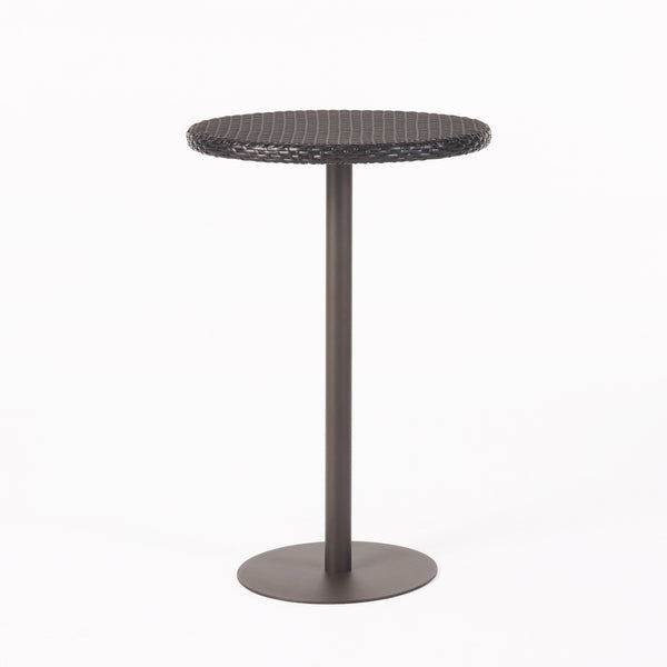 Outdoor 26' Dia. Round PE Rattan Bar Table with Iron Frame, Multibrown