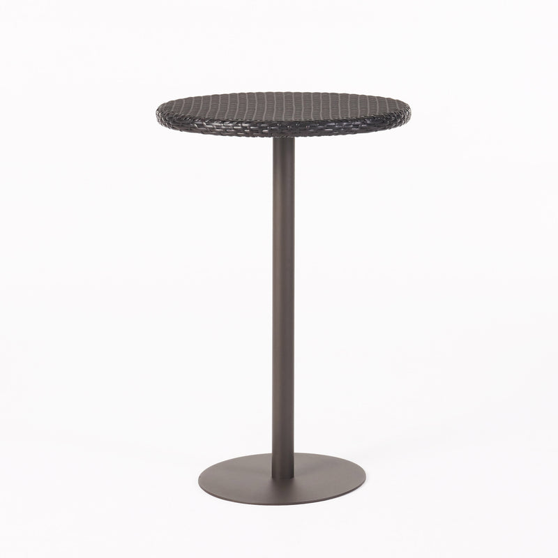 Outdoor 26' Dia. Round PE Rattan Bar Table with Iron Frame, Multibrown