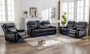 ZPM046 Power reclining SOFA SET with SPEAKER / console / LED Strip BLACK color