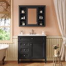 36'' Bathroom Vanity with  Medicine Cabinet, Modern Bathroom Storage Cabinet with 2 Soft Closing Doors and 4 Drawers, Single Sink Bathroom Vanity