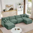 Modular Sectional Sofa, 130.7 Inch U Shaped Couch Set for Living Room, 4-Seater Comfy Cloud Couches with Movable Ottoman, DIY Combination, Chenille, Mint Green