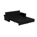 93.7 ' Pull Out Sofa Bed, 3-in-1 Black Faux Leather Convertible Sleeper Sofa with Nailhead Trim & Rolled Arm,Multi-Functional Sofa Bed for Living Room,Bedroom,Apartment,Office,Balck